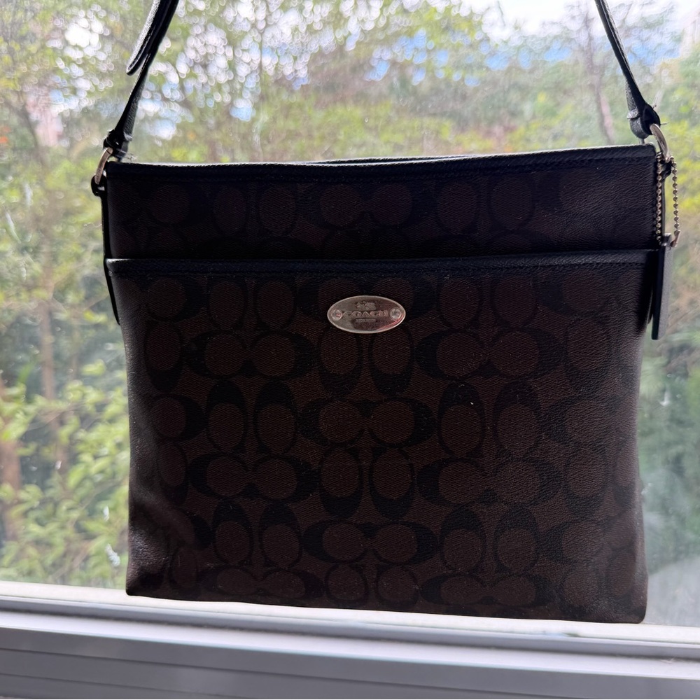 Coach Signature Dark Brown Crossbody Bag